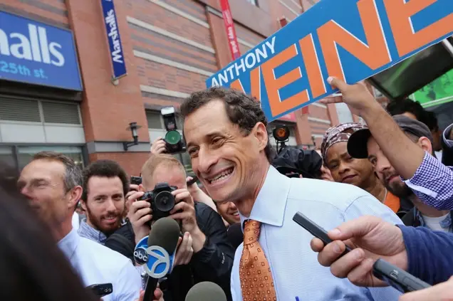 Weiner at his first campaign stop last month